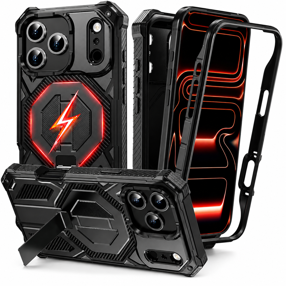 Premium iPhone Case Lychee Texture Leather MagSafe Cover Shockproof Alloy Camera Lens Guard Anti Scratch Anti Fingerprint Slim Lightweight Case Design