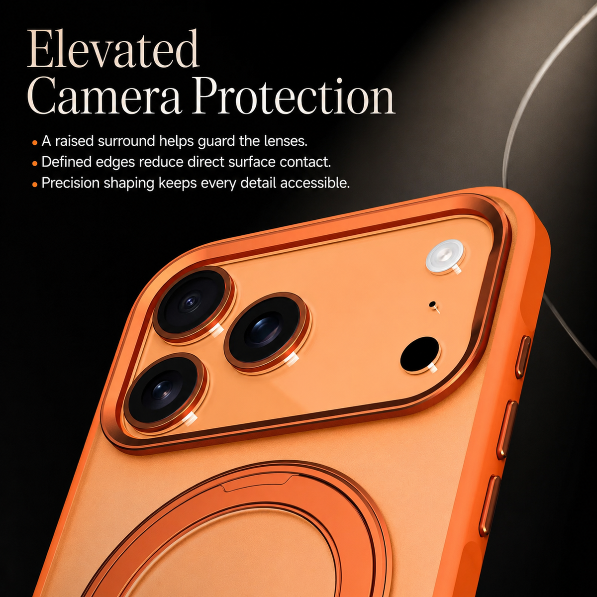 Premium iPhone Case MagSafe 360 Spin Magnetic Kickstand Metal Lens Guard Skin Feel Shockproof Anti Drop Slim Fit Non Slip Durable Protective Phone Cover Case