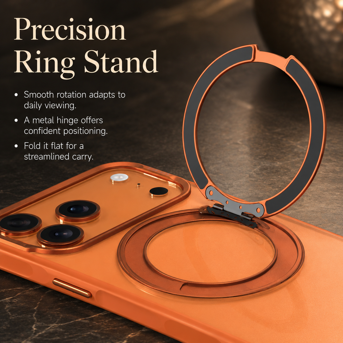 Premium iPhone Case MagSafe 360 Spin Magnetic Kickstand Metal Lens Guard Skin Feel Shockproof Anti Drop Slim Fit Non Slip Durable Protective Phone Cover Case