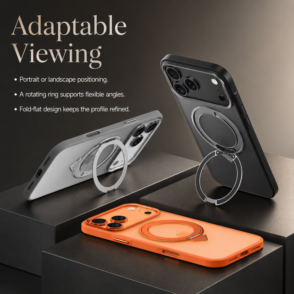 Premium iPhone Case MagSafe 360 Spin Magnetic Kickstand Metal Lens Guard Skin Feel Shockproof Anti Drop Slim Fit Non Slip Durable Protective Phone Cover Case