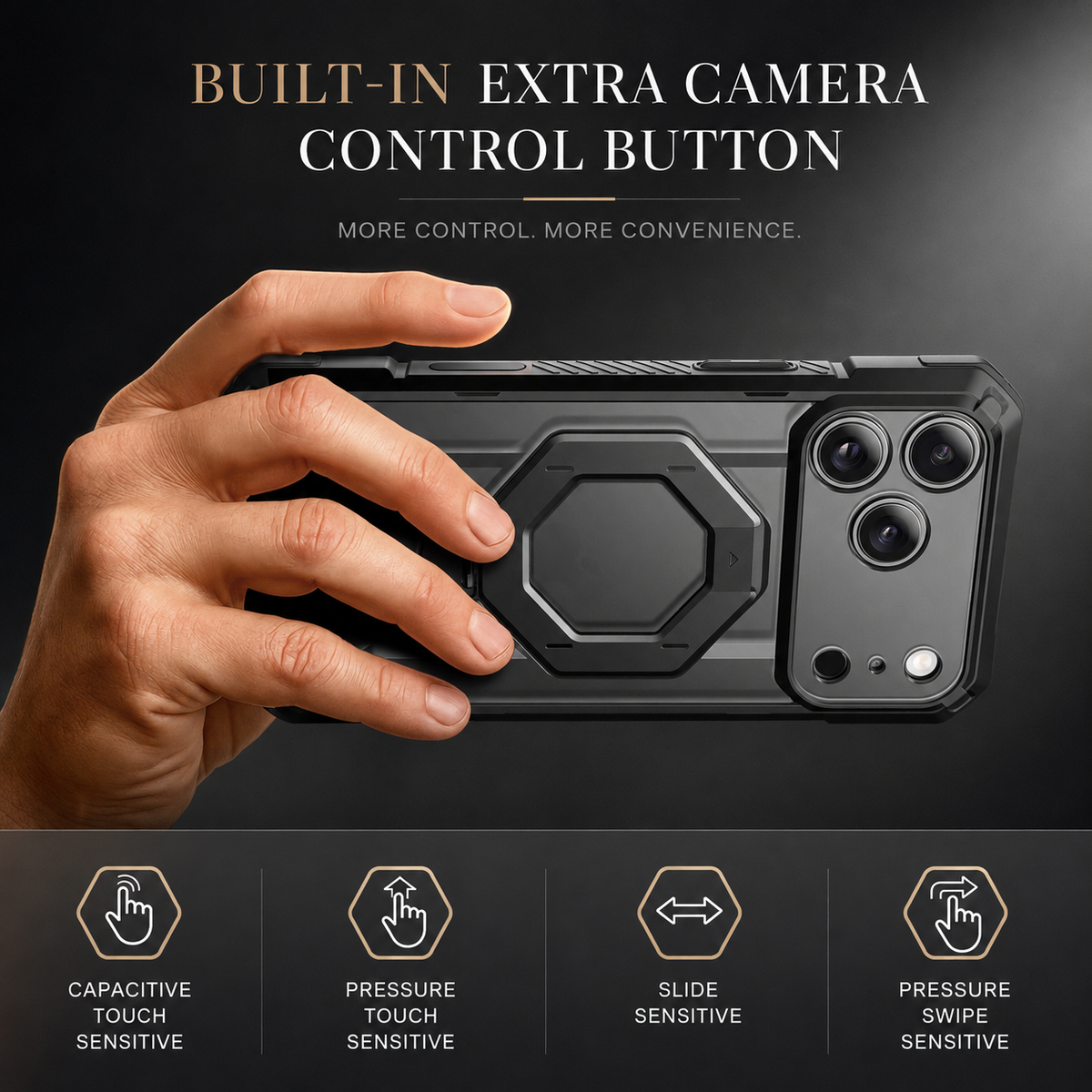 Premium iPhone Case MagSafe 360 Spin Magnetic Ring Stand Heavy Duty Shockproof PC Cover Screen Protector Camera Control Button Anti Scratch Armor Case