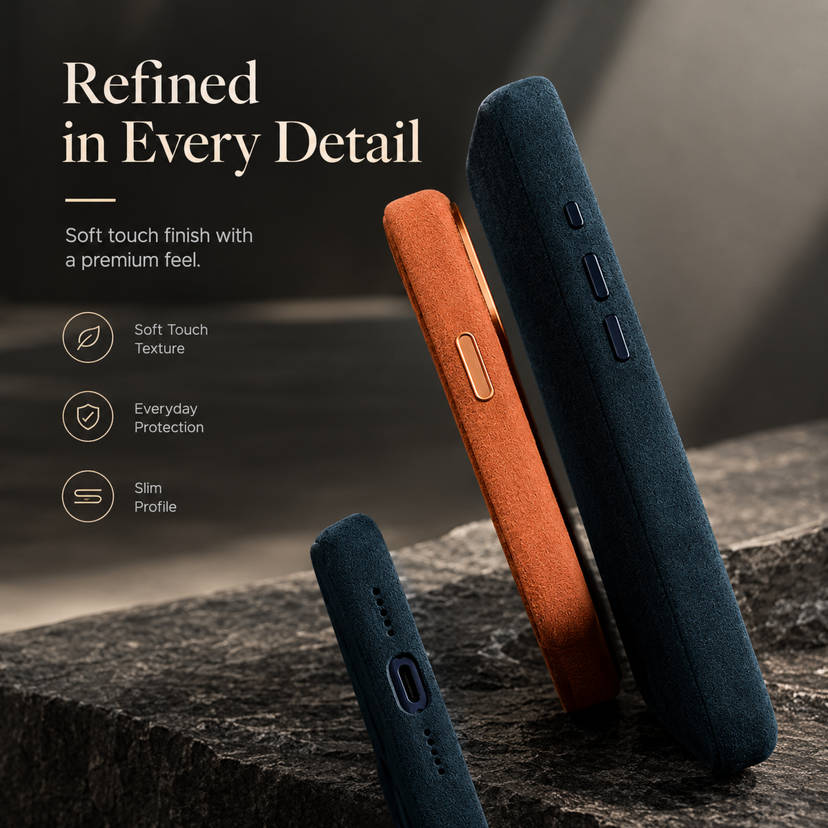 Premium iPhone Case MagSafe Alcantara Leather Magnetic Protective Cover Smart Button Anti Fingerprint Washable Slim Soft Touch Full Coverage Business Design