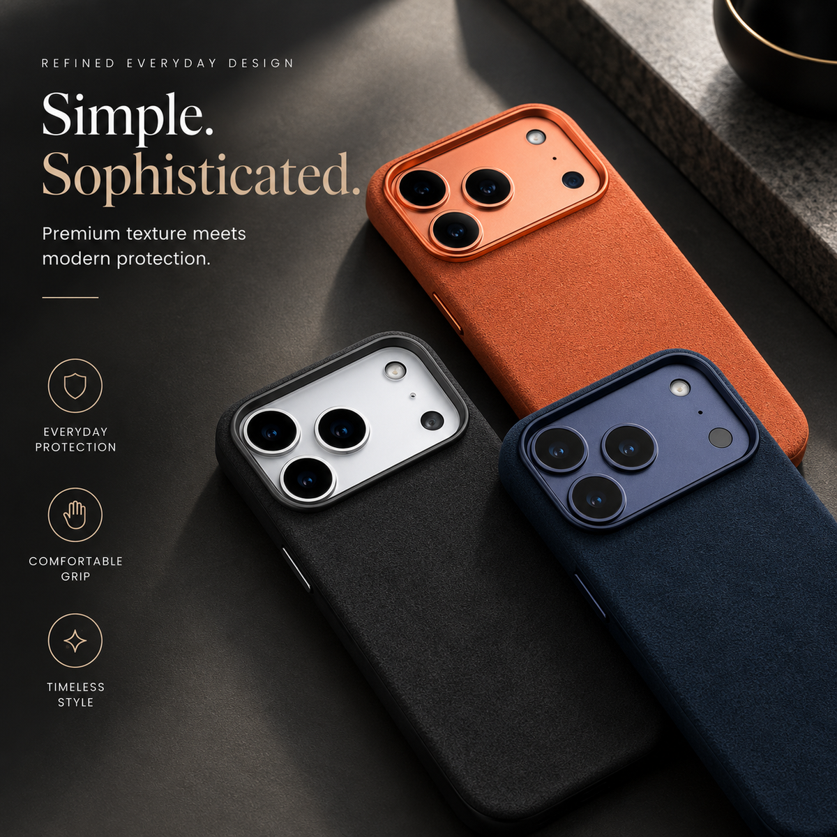 Premium iPhone Case MagSafe Alcantara Leather Magnetic Protective Cover Smart Button Anti Fingerprint Washable Slim Soft Touch Full Coverage Business Design