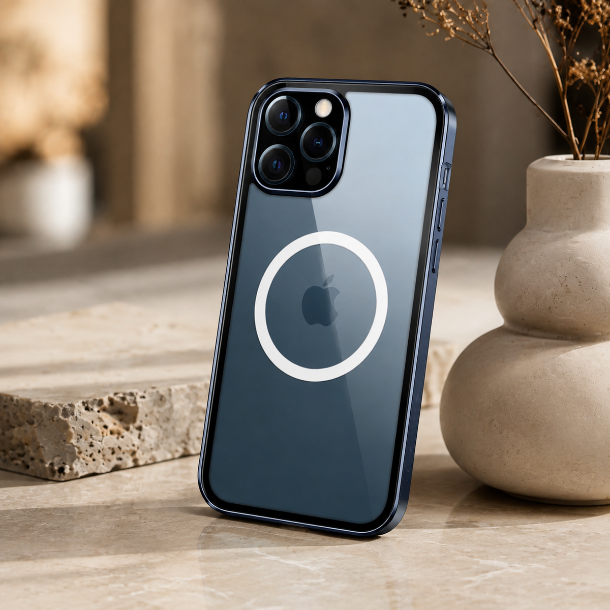 Premium iPhone Case MagSafe Aluminum Alloy Frame Tempered Glass PC Full Body Shockproof Camera Protection Clear Cover Anti Scratch Magnetic Protective