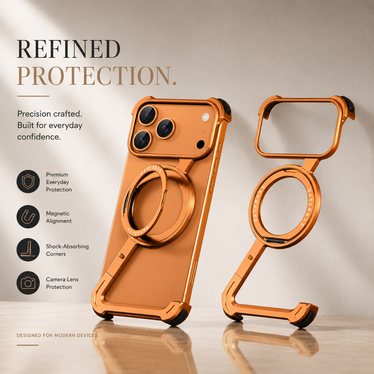 Premium iPhone Case MagSafe Aluminum Alloy Frameless Magnetic 360 Rotating Stand Shockproof Metal Bumper Slim Non Slip Protective Cover Case
