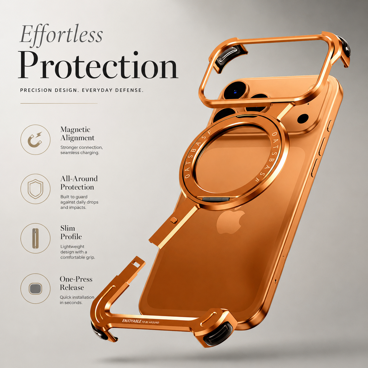 Premium iPhone Case MagSafe Aluminum Alloy Frameless Magnetic 360 Rotating Stand Shockproof Metal Bumper Slim Non Slip Protective Cover Case