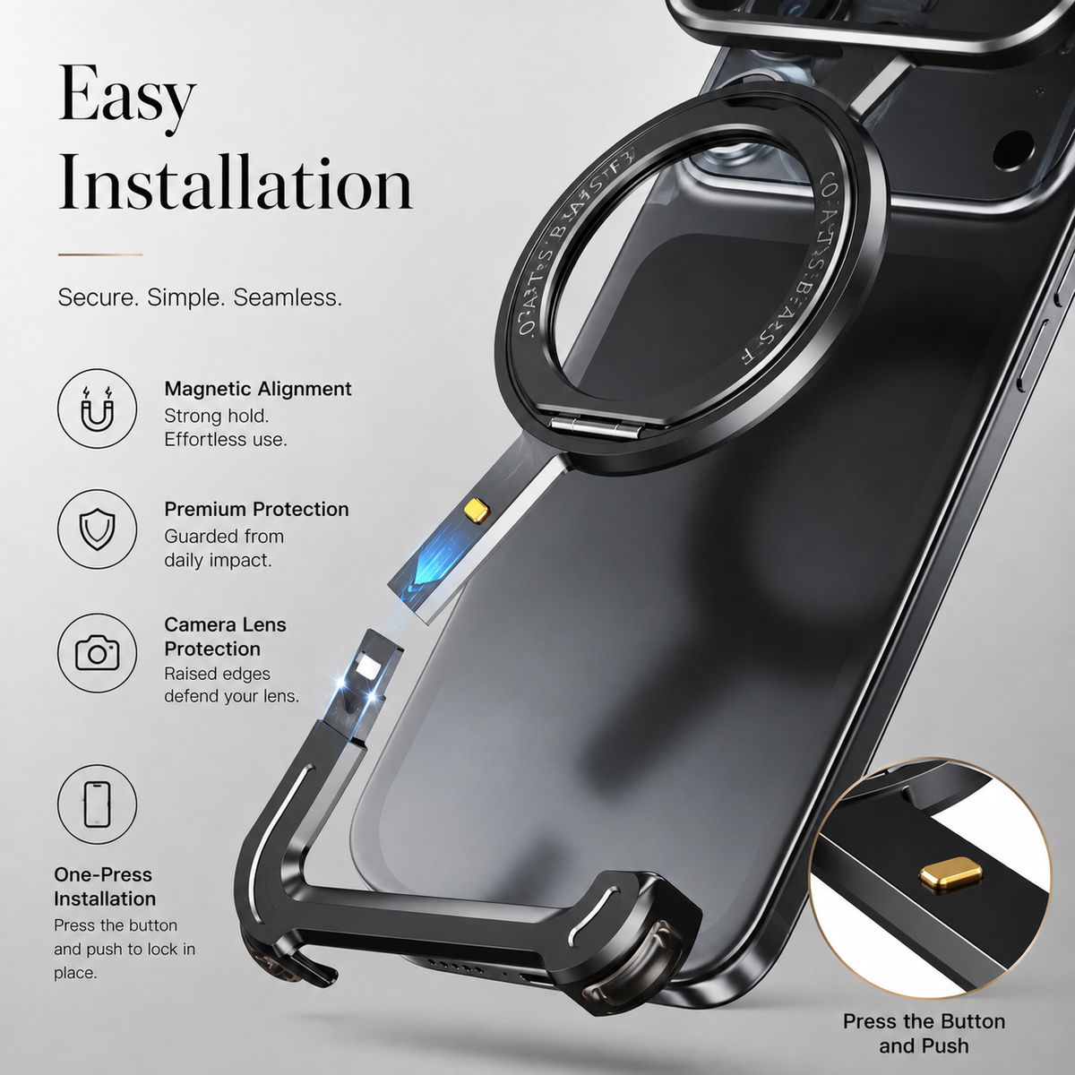 Premium iPhone Case MagSafe Aluminum Alloy Frameless Magnetic 360 Rotating Stand Shockproof Metal Bumper Slim Non Slip Protective Cover Case
