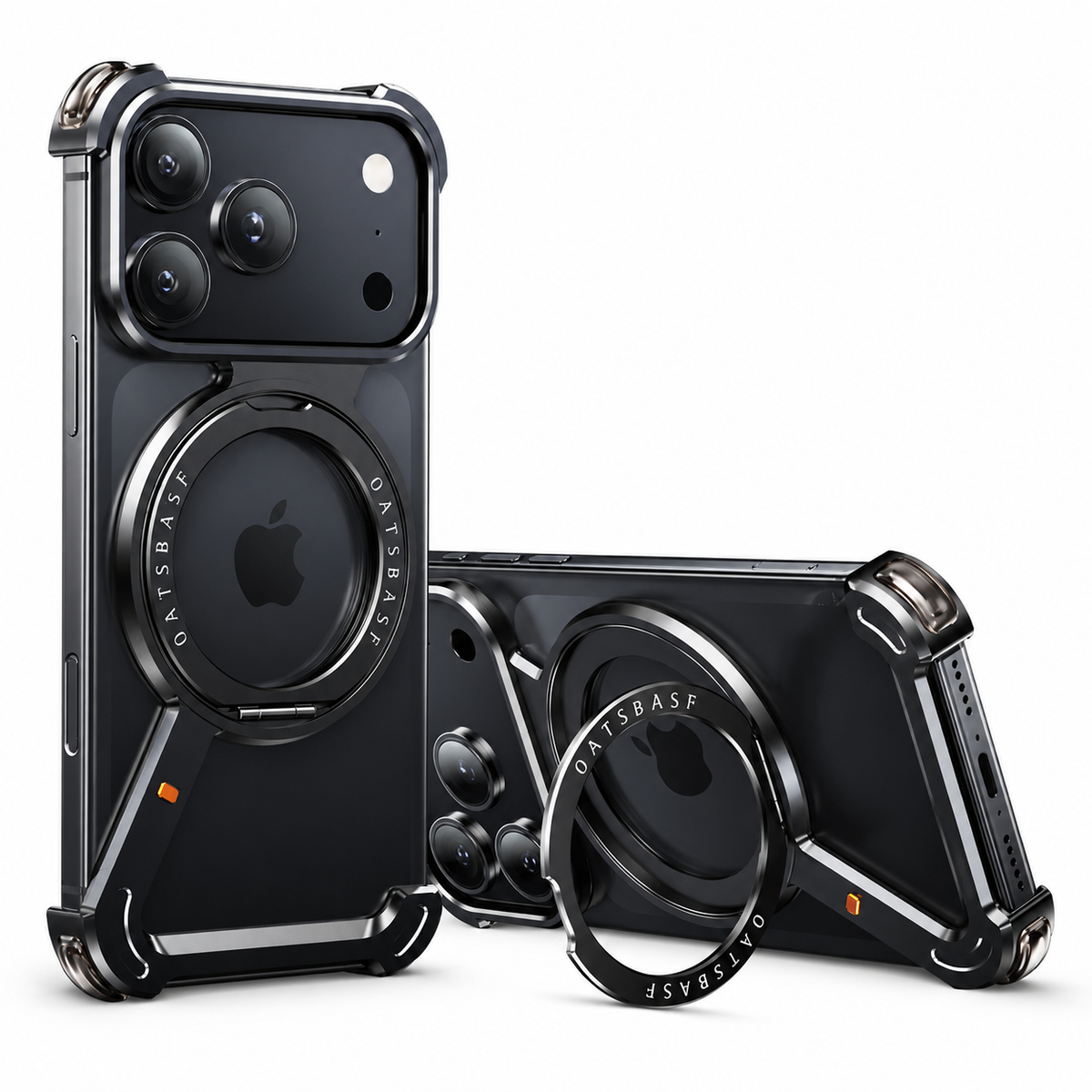 Premium iPhone Case MagSafe Aluminum Alloy Frameless Magnetic 360 Rotating Stand Shockproof Metal Bumper Slim Non Slip Protective Cover Case