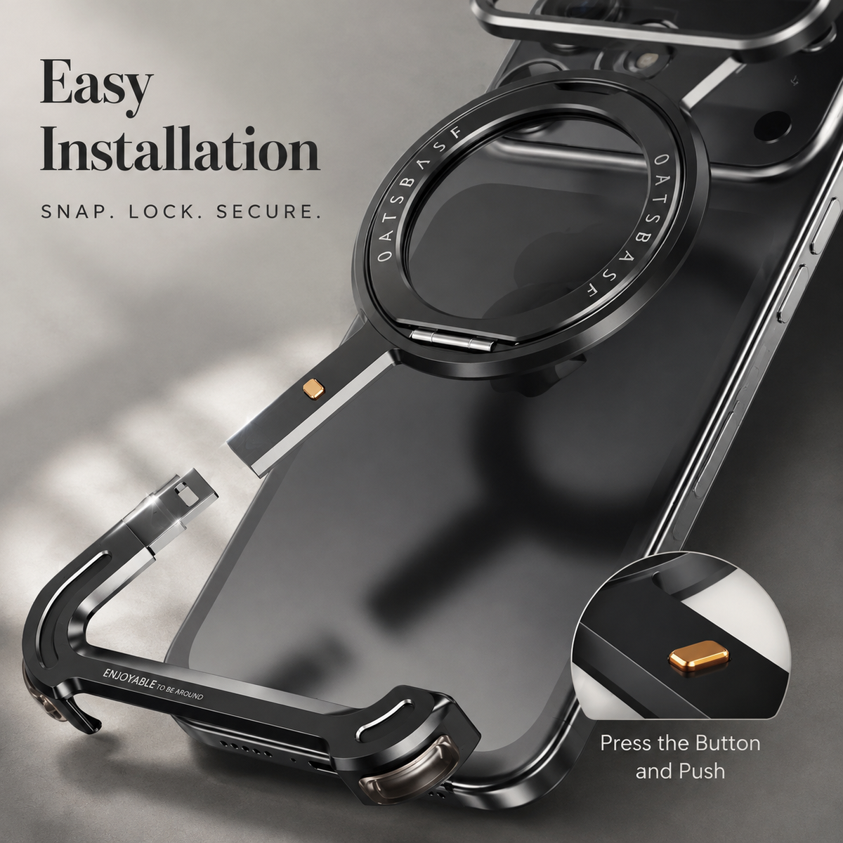 Premium iPhone Case MagSafe Aluminum Alloy Frameless Magnetic Shockproof Protective Cover 360° Rotating Ring Stand Slim Anti Scratch Full Coverage