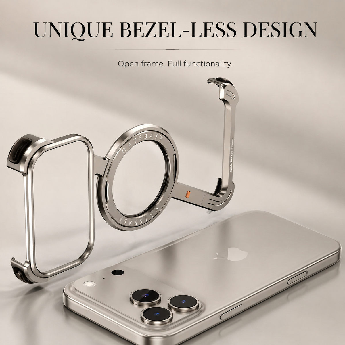 Premium iPhone Case MagSafe Aluminum Alloy Frameless Magnetic Shockproof Protective Cover 360° Rotating Ring Stand Slim Anti Scratch Full Coverage