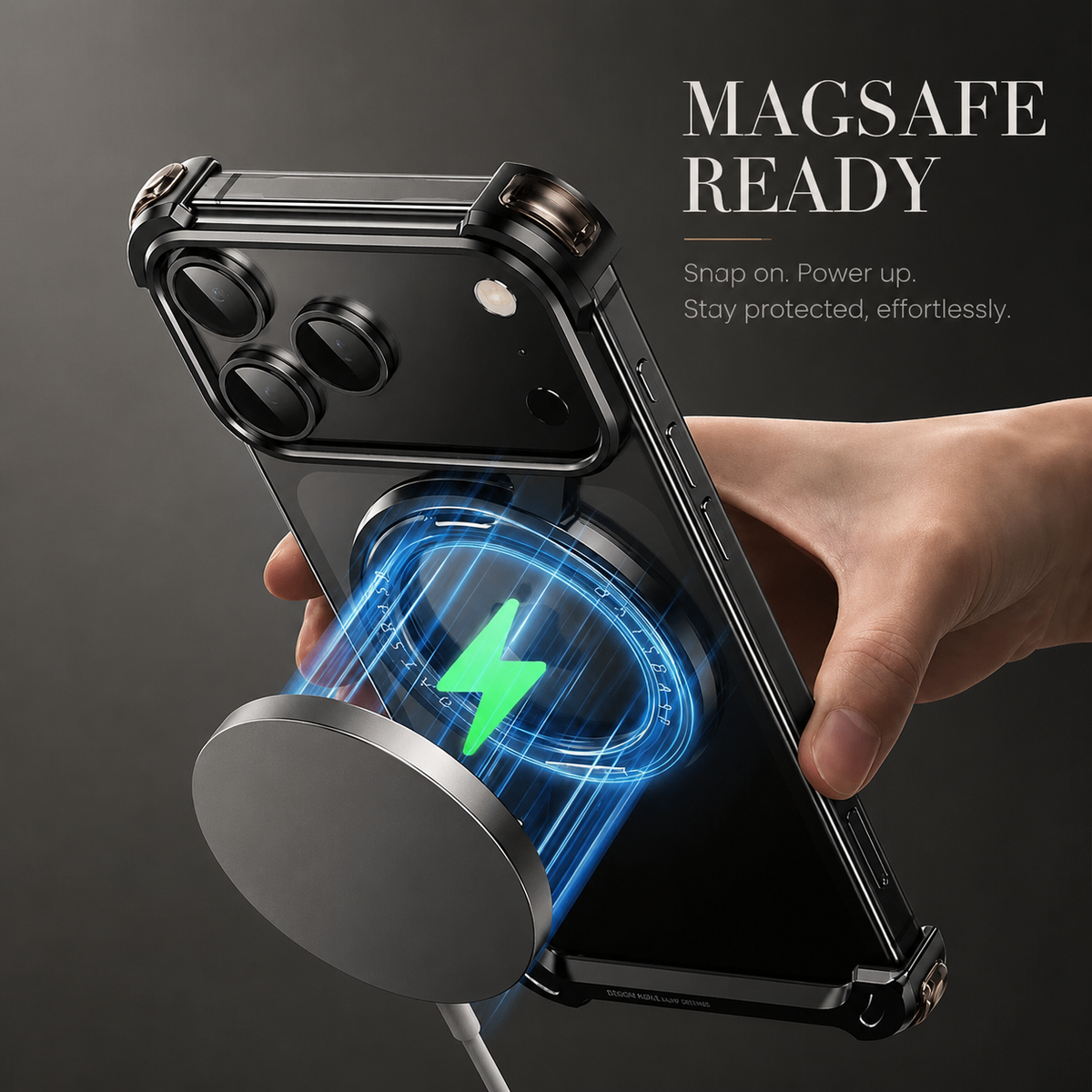 Premium iPhone Case MagSafe Aluminum Alloy Frameless Magnetic Shockproof Protective Cover 360° Rotating Ring Stand Slim Anti Scratch Full Coverage
