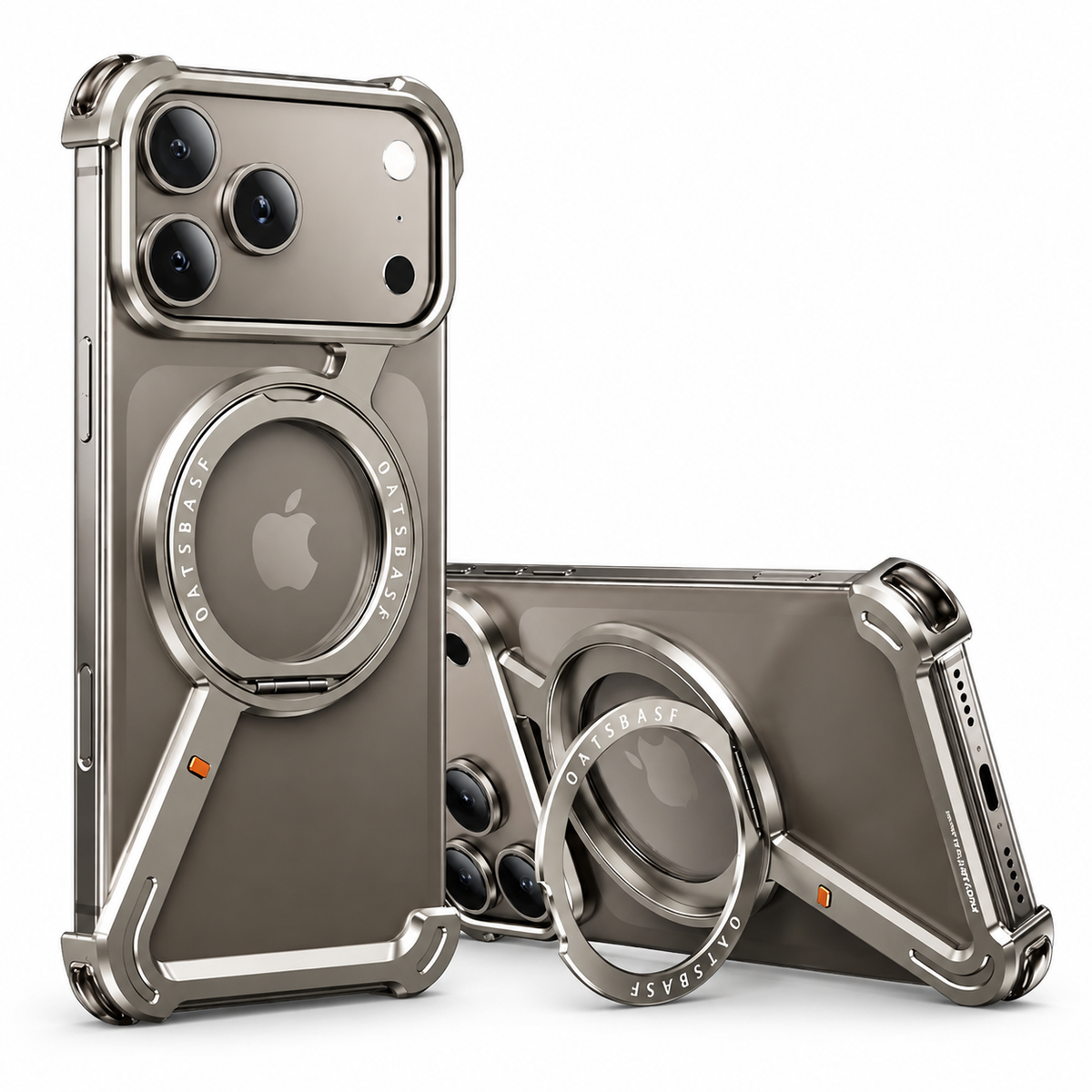 Premium iPhone Case MagSafe Aluminum Alloy Frameless Magnetic Shockproof Protective Cover 360° Rotating Ring Stand Slim Anti Scratch Full Coverage