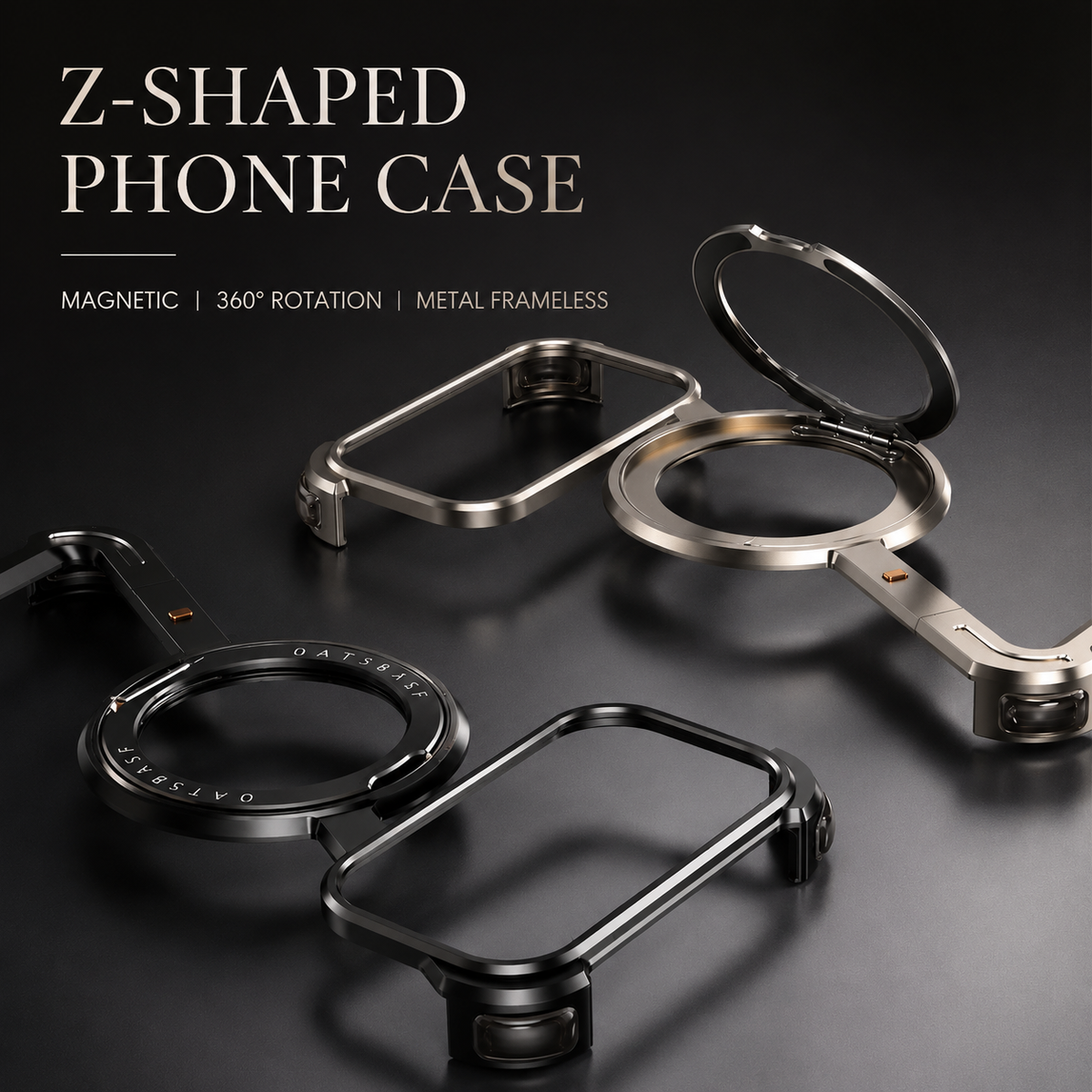 Premium iPhone Case MagSafe Aluminum Alloy Frameless Magnetic Shockproof Protective Cover 360° Rotating Ring Stand Slim Anti Scratch Full Coverage