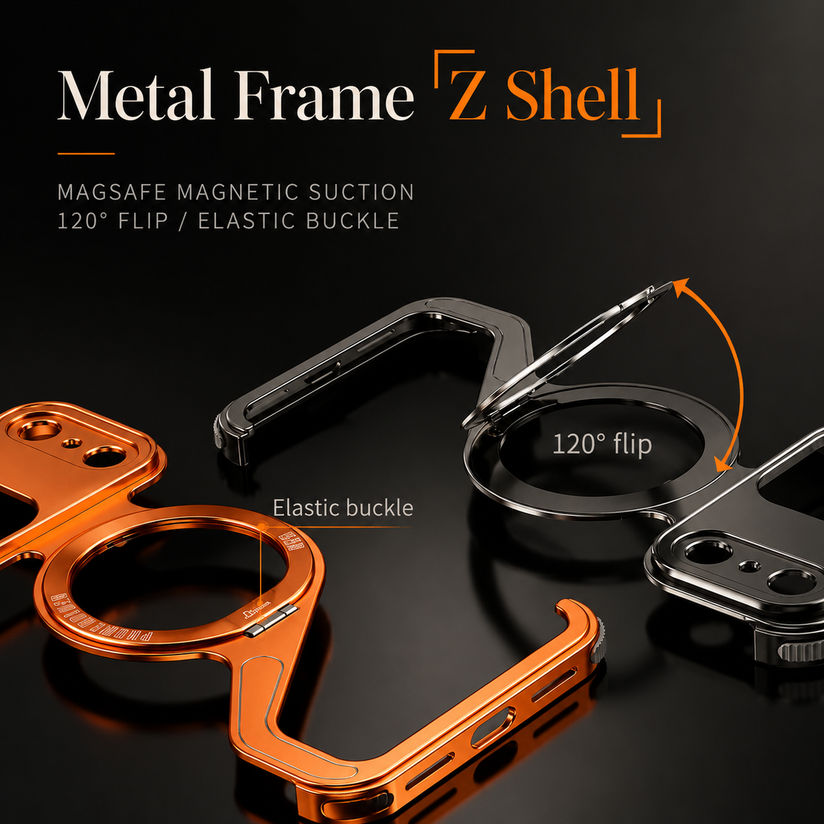 Premium iPhone Case MagSafe Aluminum Alloy Frameless Magnetic Shockproof Protective Cover Scratch Resistant Slim Minimal Z Shape Full Coverage Profile