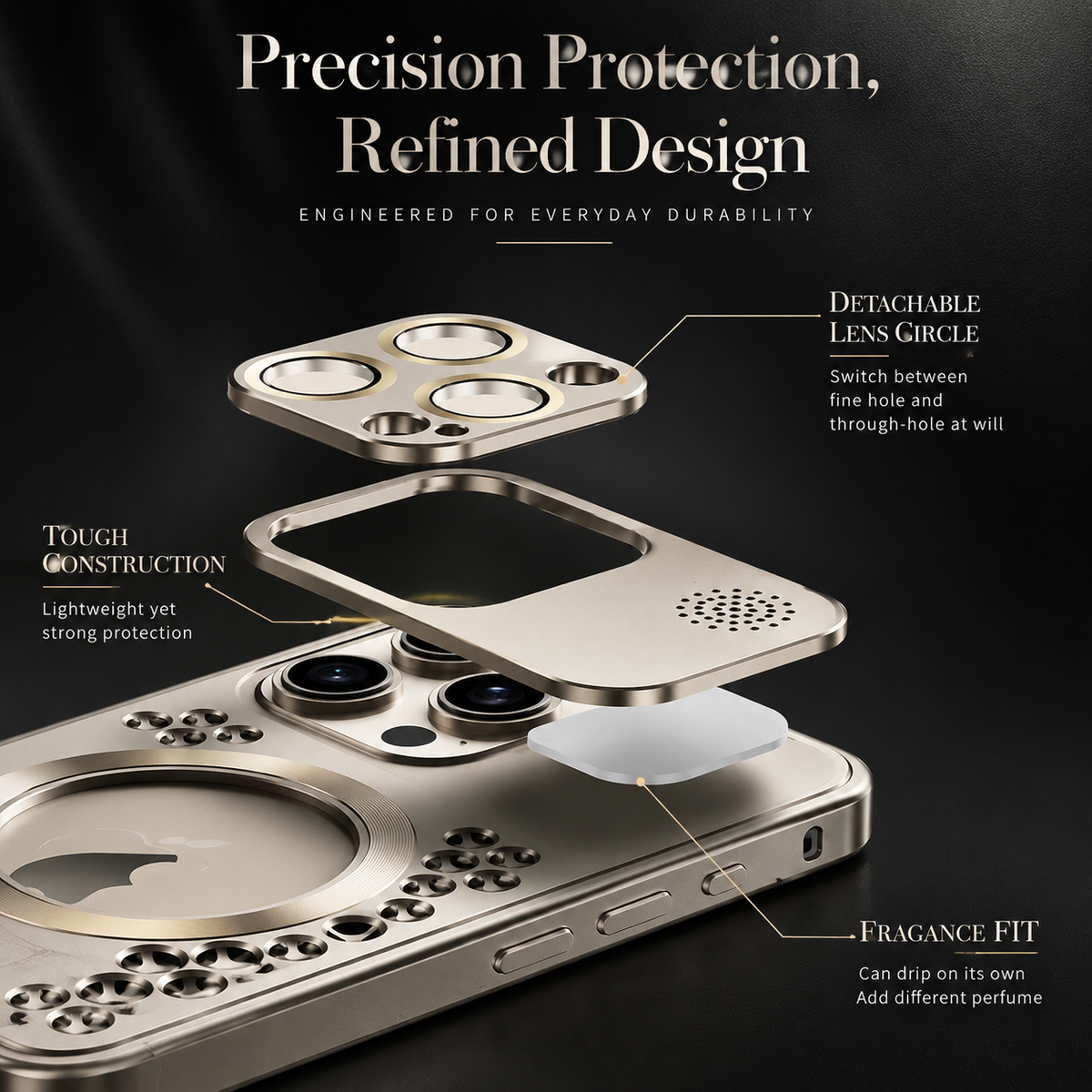 Premium iPhone Case MagSafe Aluminum Frame Heat Dissipation Shockproof Protective Cover Electroplated Metal Camera Lens Protection Slim Design Series