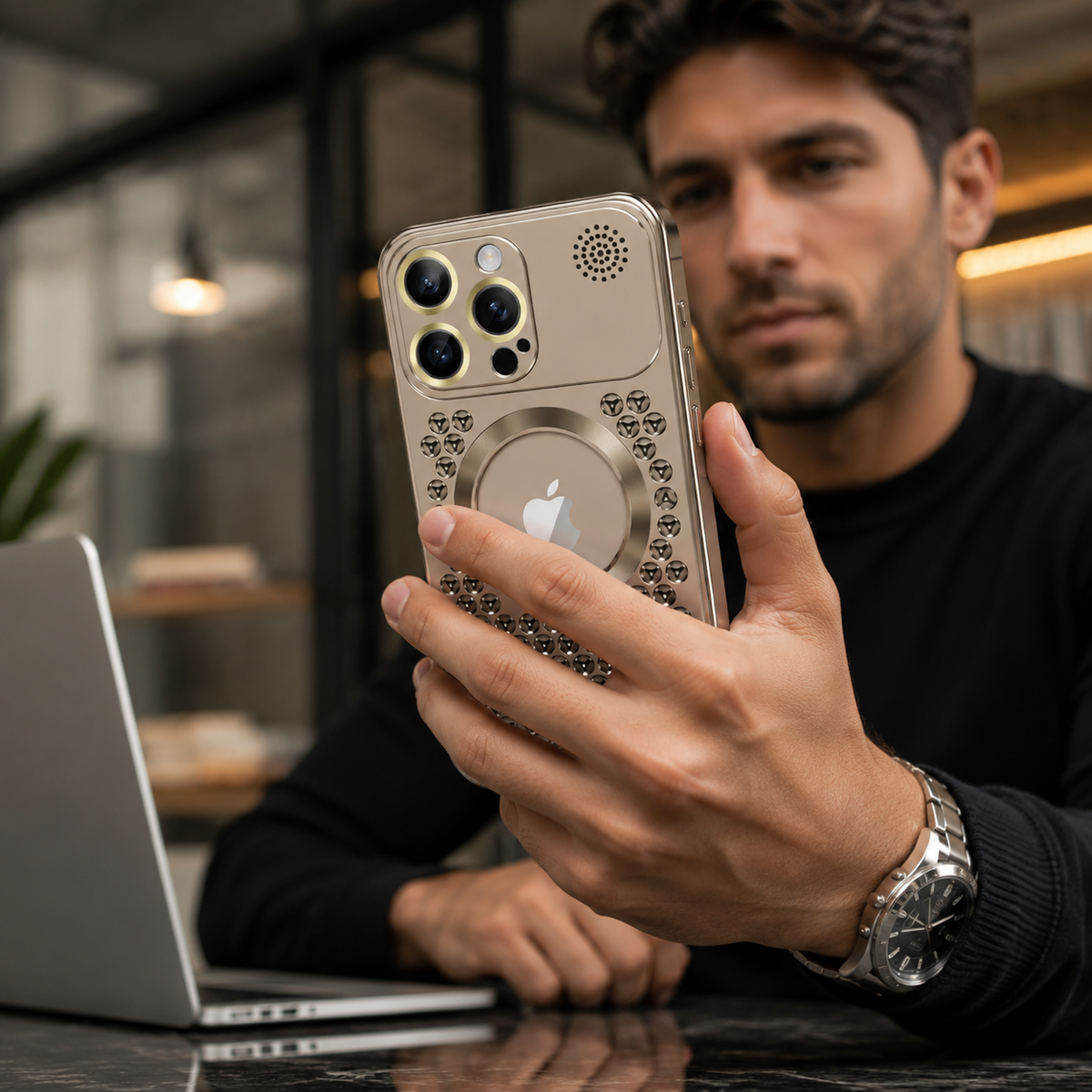 Premium iPhone Case MagSafe Aluminum Frame Heat Dissipation Shockproof Protective Cover Electroplated Metal Camera Lens Protection Slim Design Series