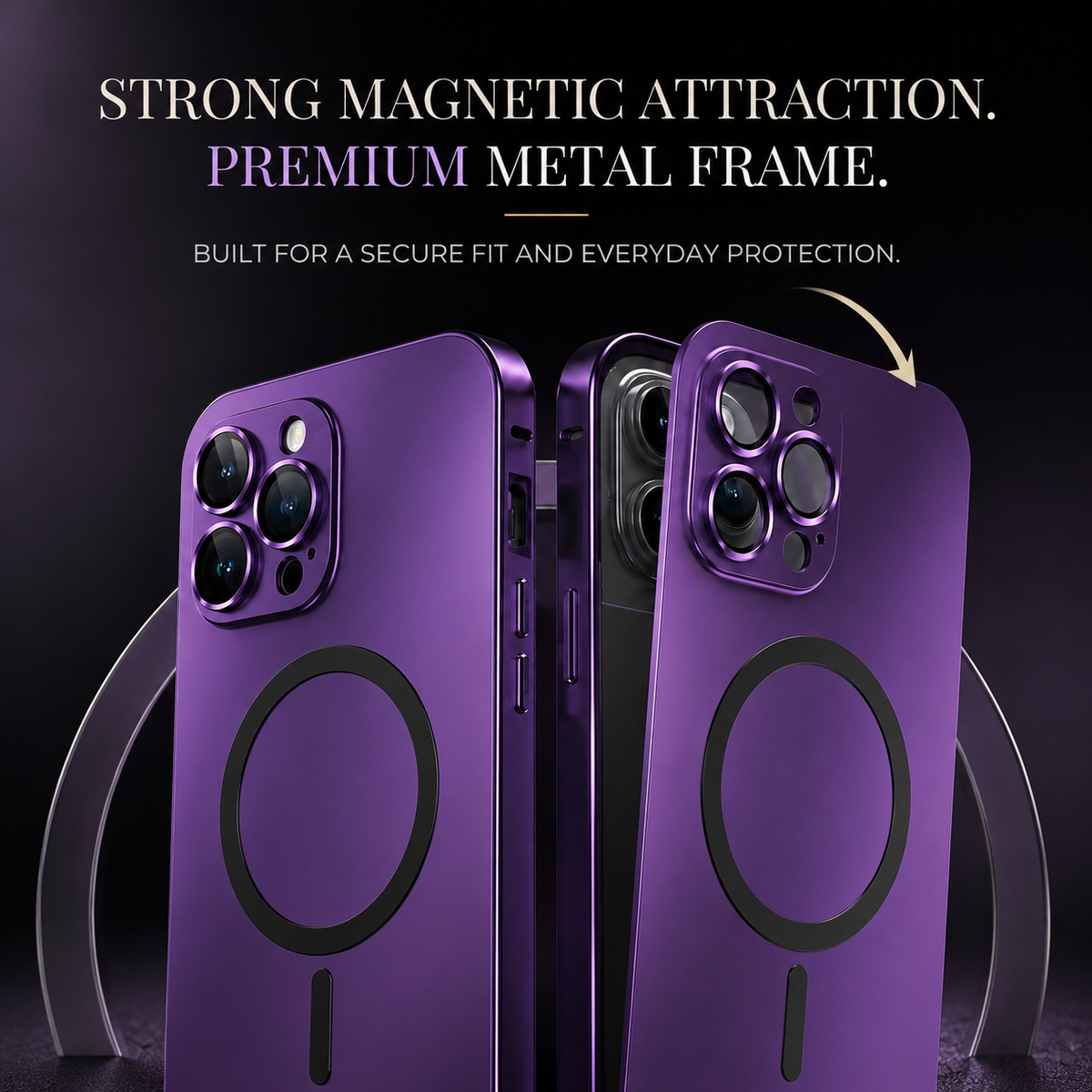 Premium iPhone Case MagSafe Aluminum Metal Frame Hard PC Back Shockproof Matte Anti Fingerprint Camera Protection Slim Full Coverage