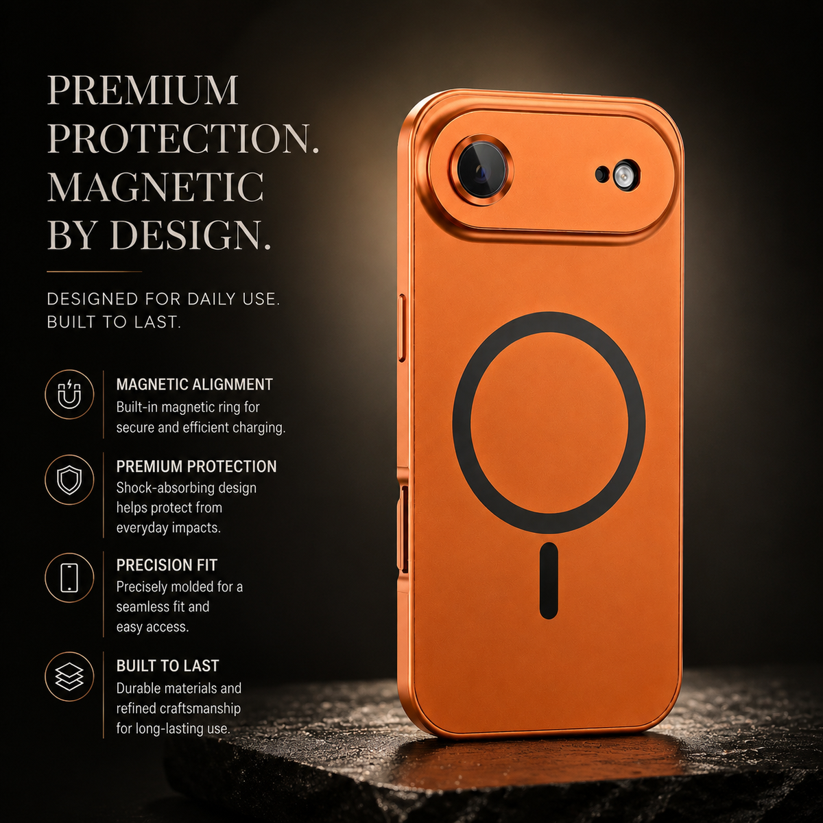 Premium iPhone Case MagSafe Aluminum Metal Frame Hard PC Back Shockproof Matte Anti Fingerprint Camera Protection Slim Full Coverage