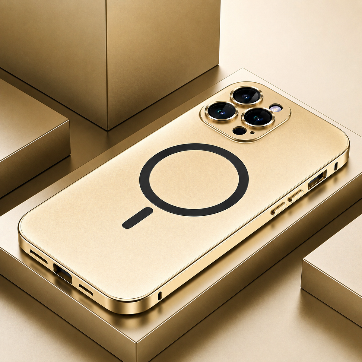 Premium iPhone Case MagSafe Aluminum Metal Frame Hard PC Back Shockproof Matte Anti Fingerprint Camera Protection Slim Full Coverage