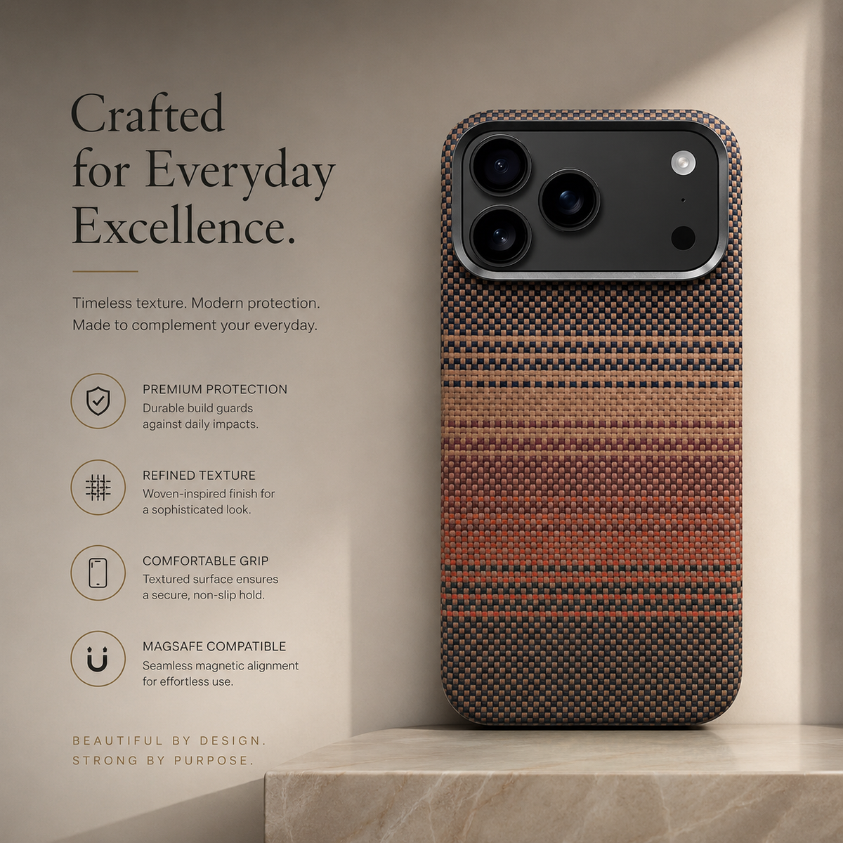 Premium iPhone Case MagSafe Aramid Kevlar Carbon Fiber Ultra Slim Magnetic Shockproof Protective Cover Anti Scratch Lightweight Business Full Coverage