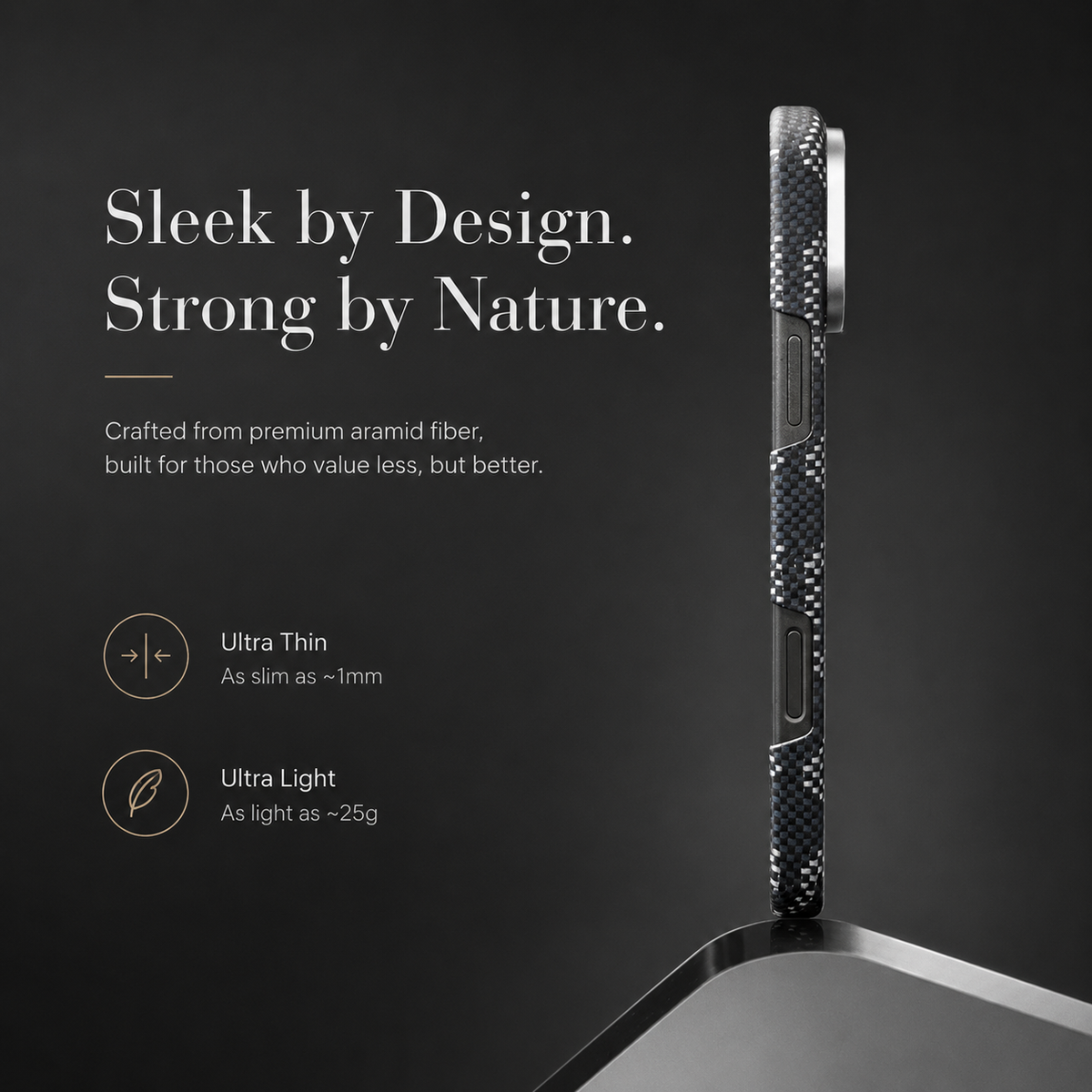 Premium iPhone Case MagSafe Aramid Kevlar Carbon Fiber Ultra Slim Magnetic Shockproof Protective Cover Anti Scratch Lightweight Business Full Coverage