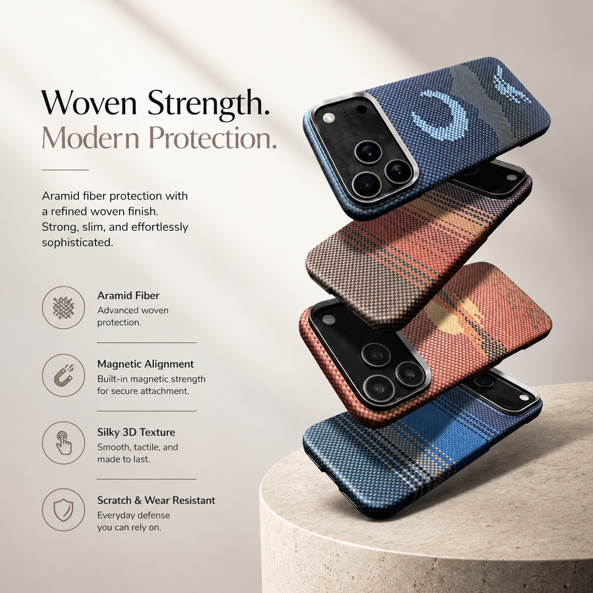 Premium iPhone Case MagSafe Aramid Kevlar Carbon Fiber Ultra Slim Magnetic Shockproof Protective Cover Anti Scratch Lightweight Business Full Coverage