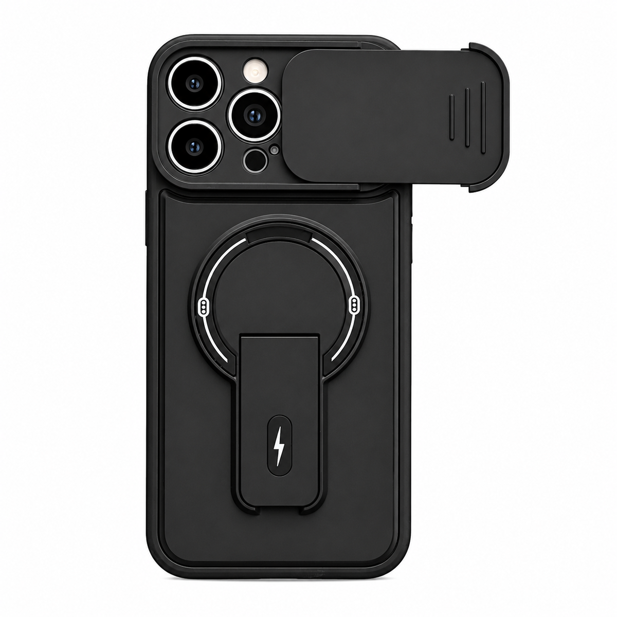Premium iPhone Case MagSafe Armor Slide Camera Protective Cover Invisible Kickstand Holder Shockproof PC TPU Anti Scratch Non Slip Slim Rugged Case