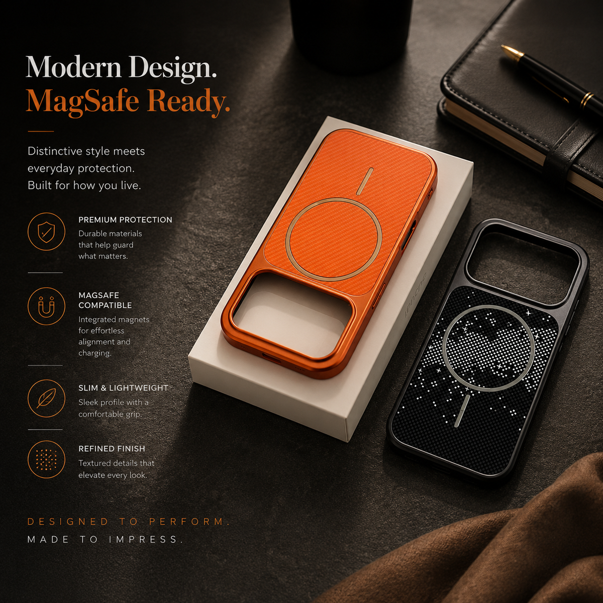 Premium iPhone Case MagSafe Carbon Fiber Electroplated Shockproof Protective Cover Scratch Resistant Wireless Charging Slim Lightweight Full Coverage