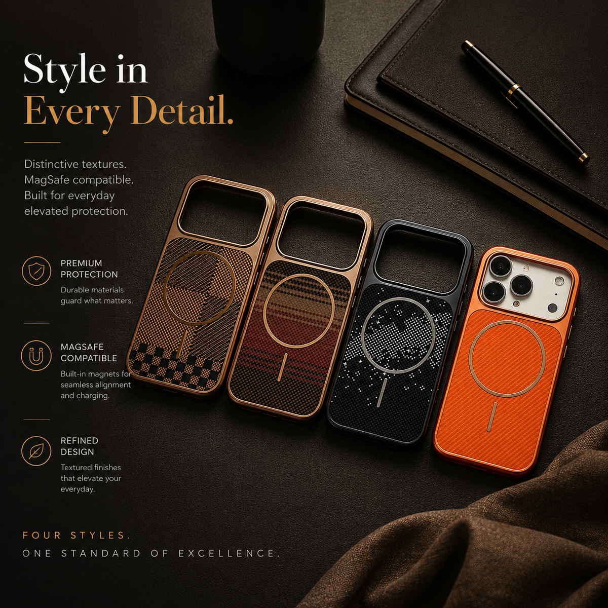 Premium iPhone Case MagSafe Carbon Fiber Electroplated Shockproof Protective Cover Scratch Resistant Wireless Charging Slim Lightweight Full Coverage