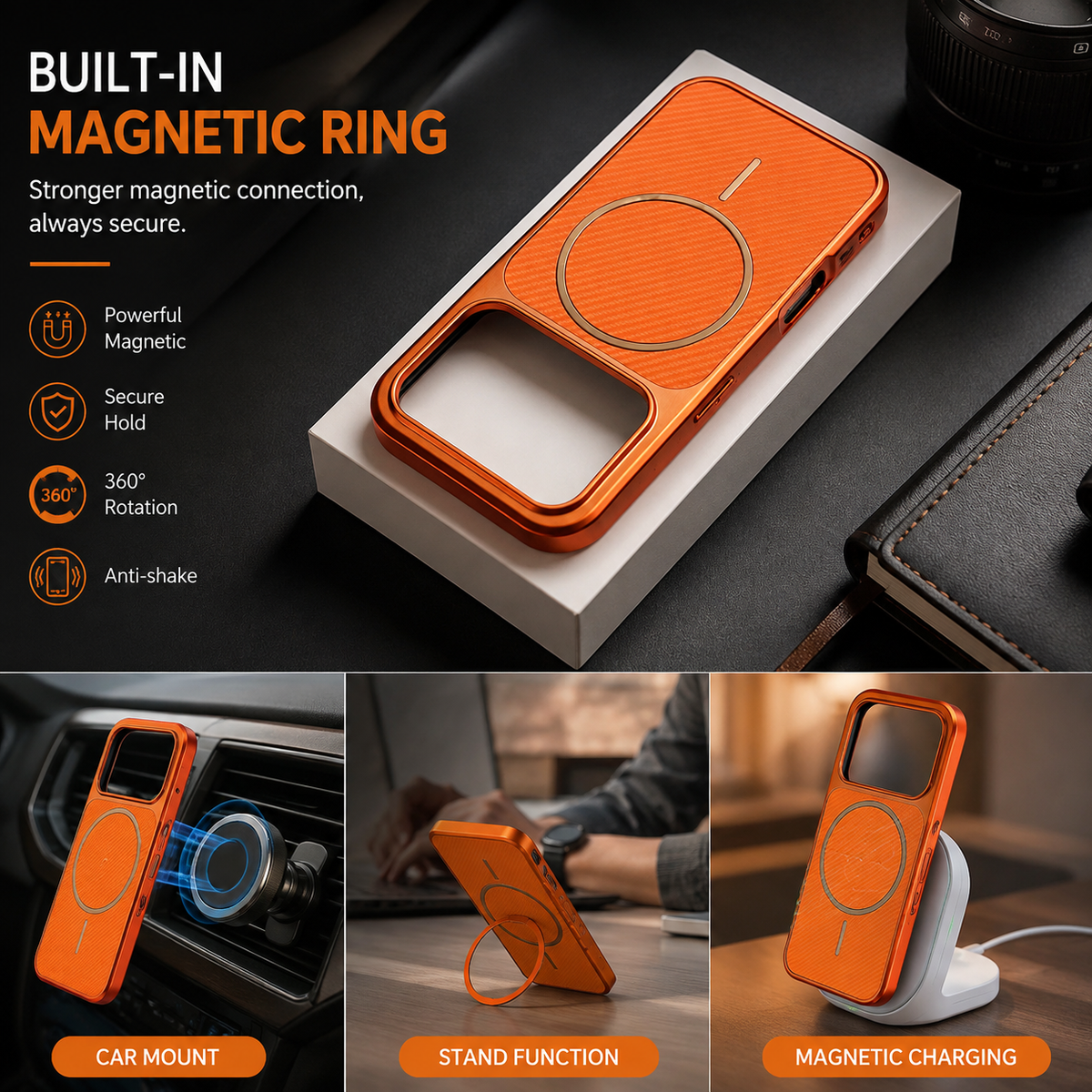 Premium iPhone Case MagSafe Carbon Fiber Electroplated Shockproof Protective Cover Scratch Resistant Wireless Charging Slim Lightweight Full Coverage