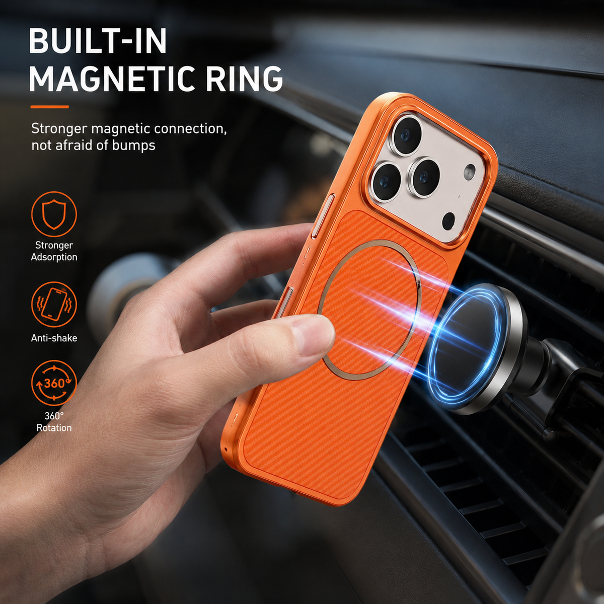 Premium iPhone Case MagSafe Carbon Fiber Electroplated Shockproof Protective Cover Scratch Resistant Wireless Charging Slim Lightweight Full Coverage