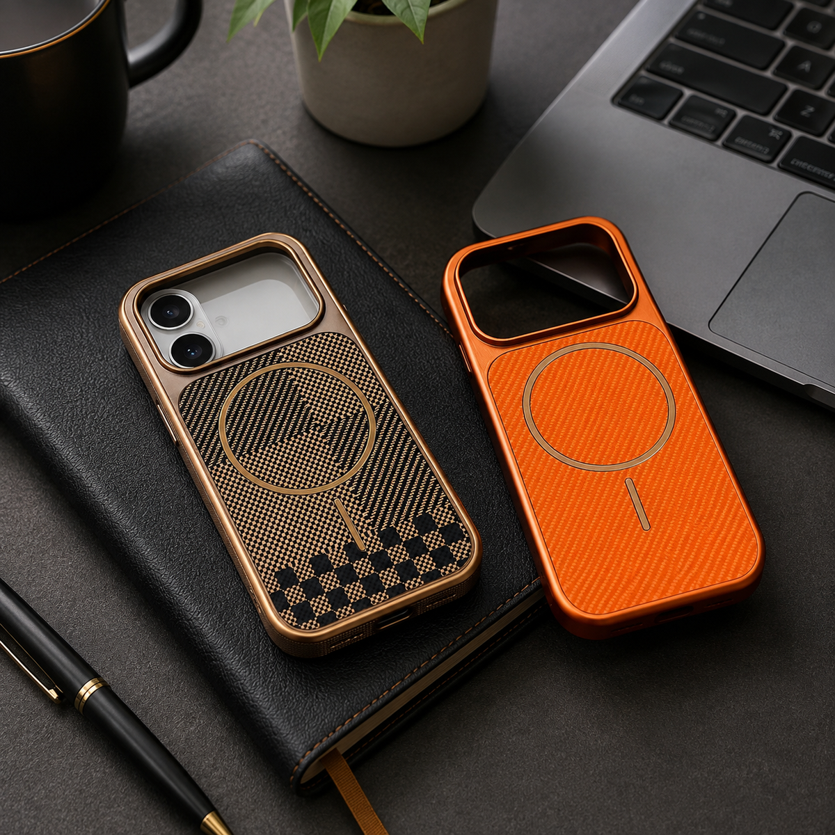 Premium iPhone Case MagSafe Carbon Fiber Electroplated Shockproof Protective Cover Scratch Resistant Wireless Charging Slim Lightweight Full Coverage