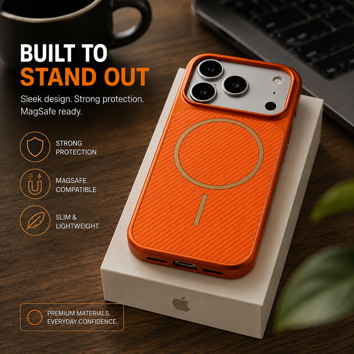 Premium iPhone Case MagSafe Carbon Fiber Electroplated Shockproof Protective Cover Scratch Resistant Wireless Charging Slim Lightweight Full Coverage