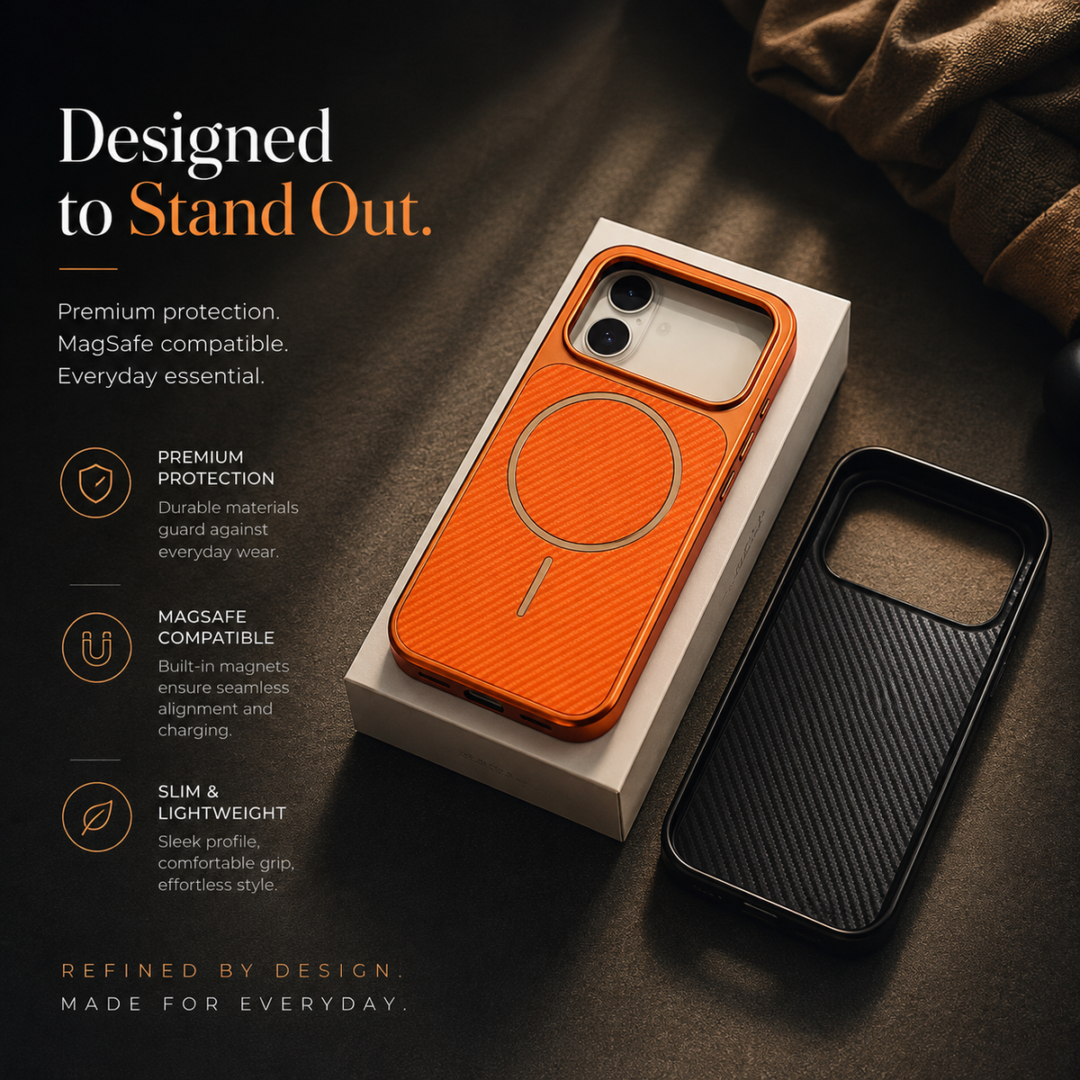 Premium iPhone Case MagSafe Carbon Fiber Electroplated Shockproof Protective Cover Scratch Resistant Wireless Charging Slim Lightweight Full Coverage