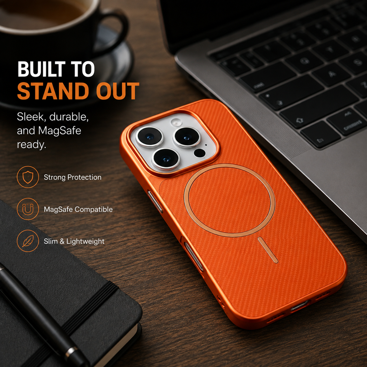 Premium iPhone Case MagSafe Carbon Fiber Electroplated Shockproof Protective Cover Scratch Resistant Wireless Charging Slim Lightweight Full Coverage