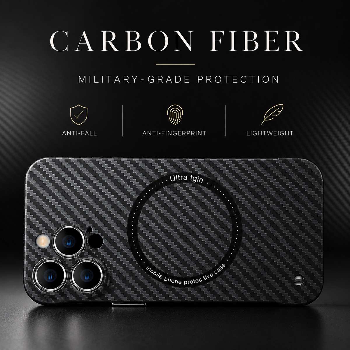 Premium iPhone Case MagSafe Carbon Fiber Magnetic Cover Shockproof Slim Lightweight Anti Scratch Camera Guard Non Slip Protective Case