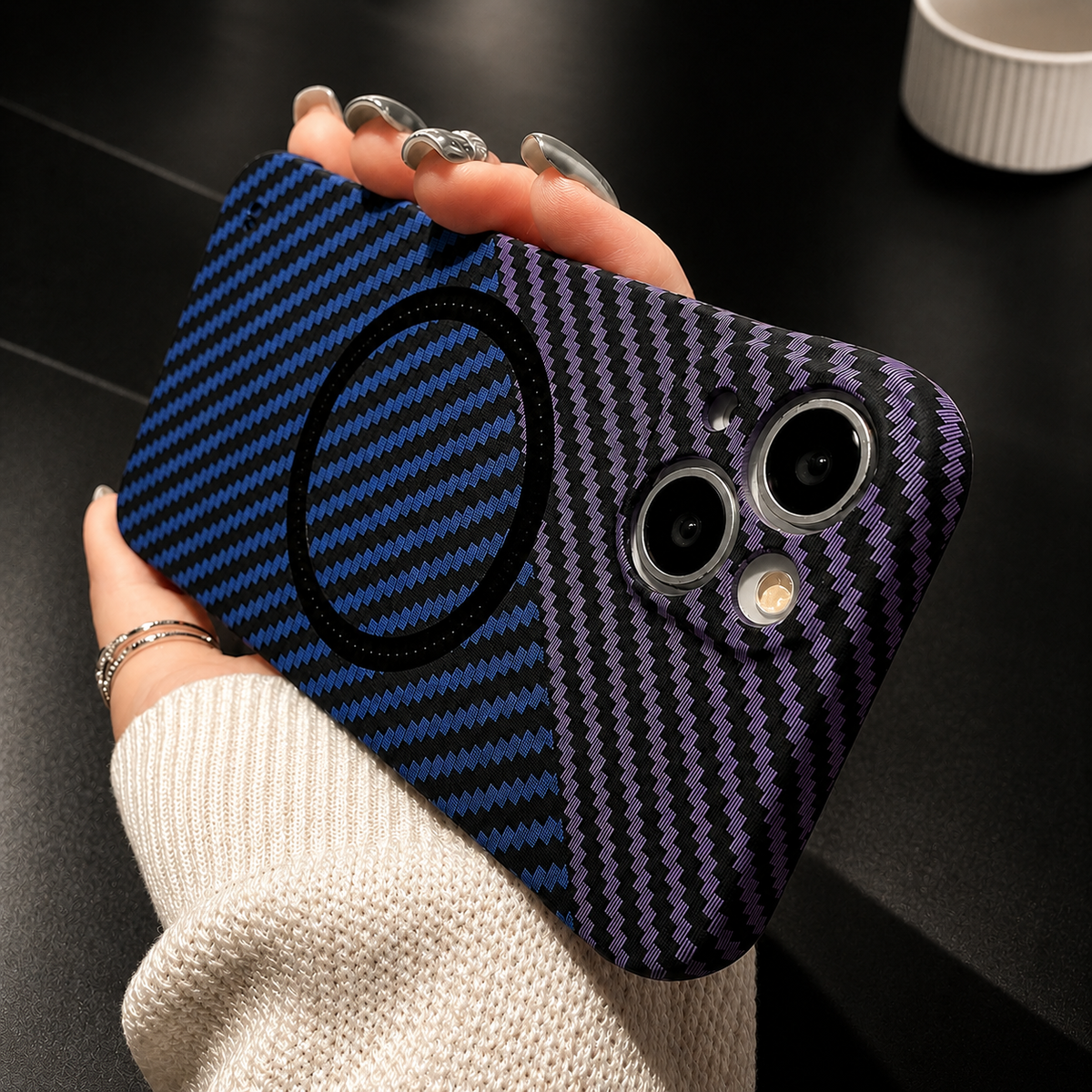 Premium iPhone Case MagSafe Carbon Fiber Magnetic Cover Shockproof Slim Lightweight Anti Scratch Camera Guard Non Slip Protective Case