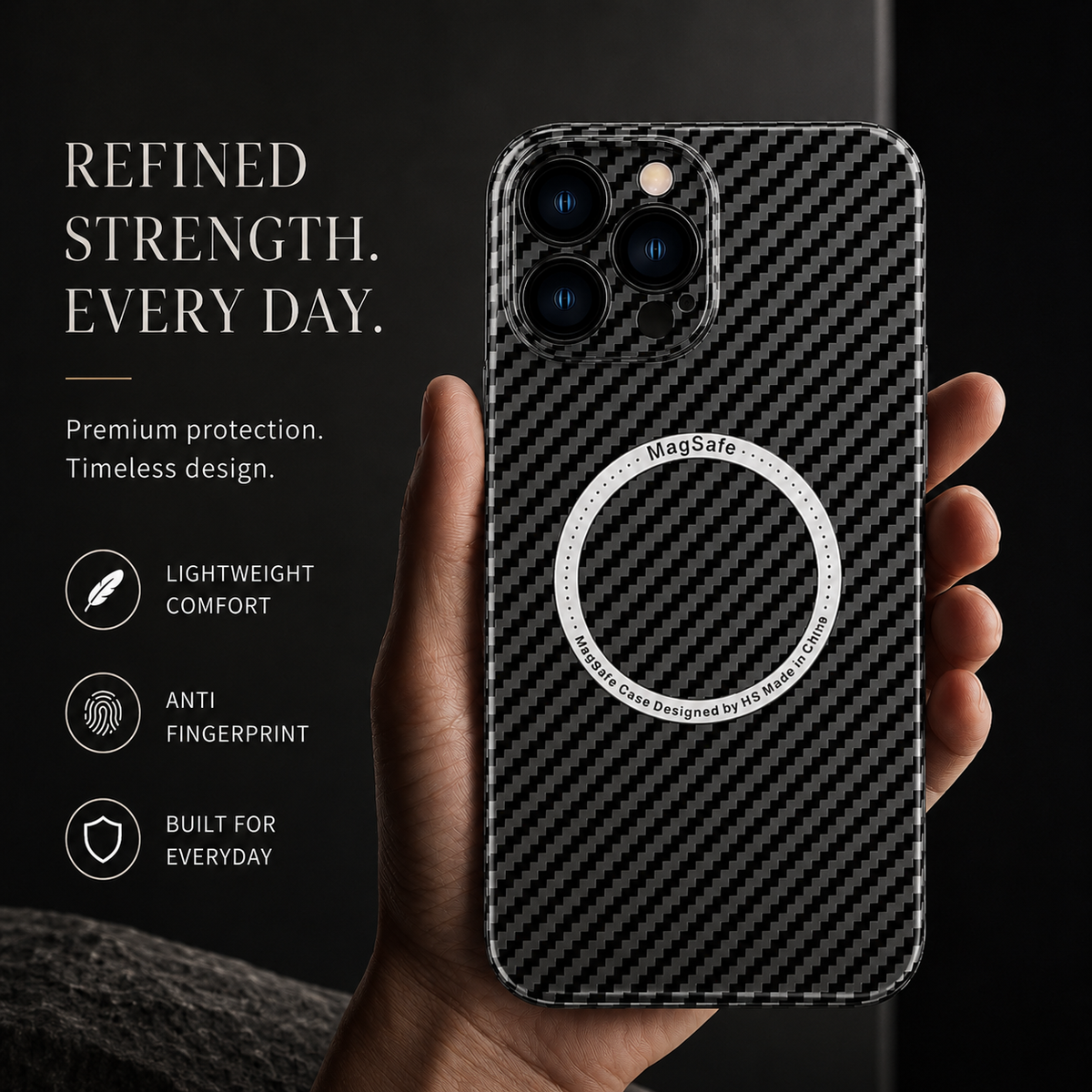 Premium iPhone Case MagSafe Carbon Fiber Magnetic Cover Shockproof Slim Lightweight Anti Scratch Camera Guard Non Slip Protective Case