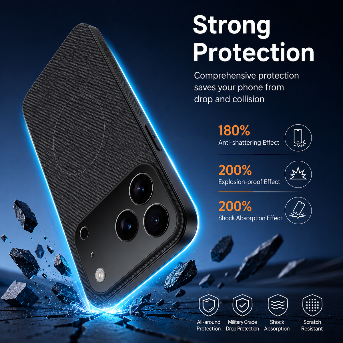 Premium iPhone Case MagSafe Carbon Fiber Magnetic Ultra Thin Shockproof Protective Cover Anti Scratch Slim Lightweight Military Style Full Coverage Case