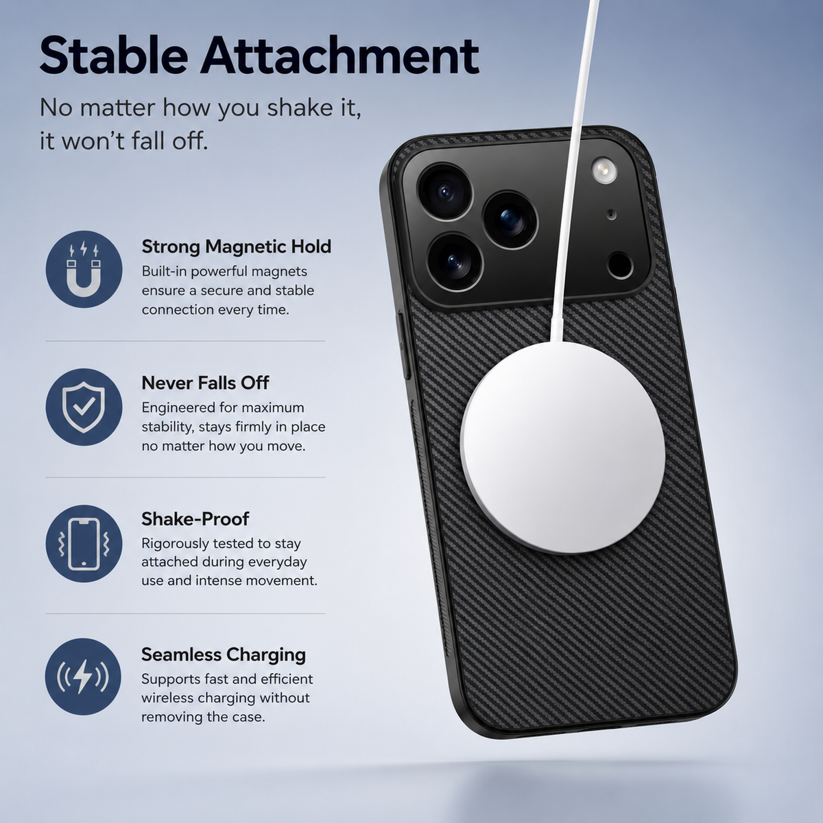 Premium iPhone Case MagSafe Carbon Fiber Magnetic Ultra Thin Shockproof Protective Cover Anti Scratch Slim Lightweight Military Style Full Coverage Case