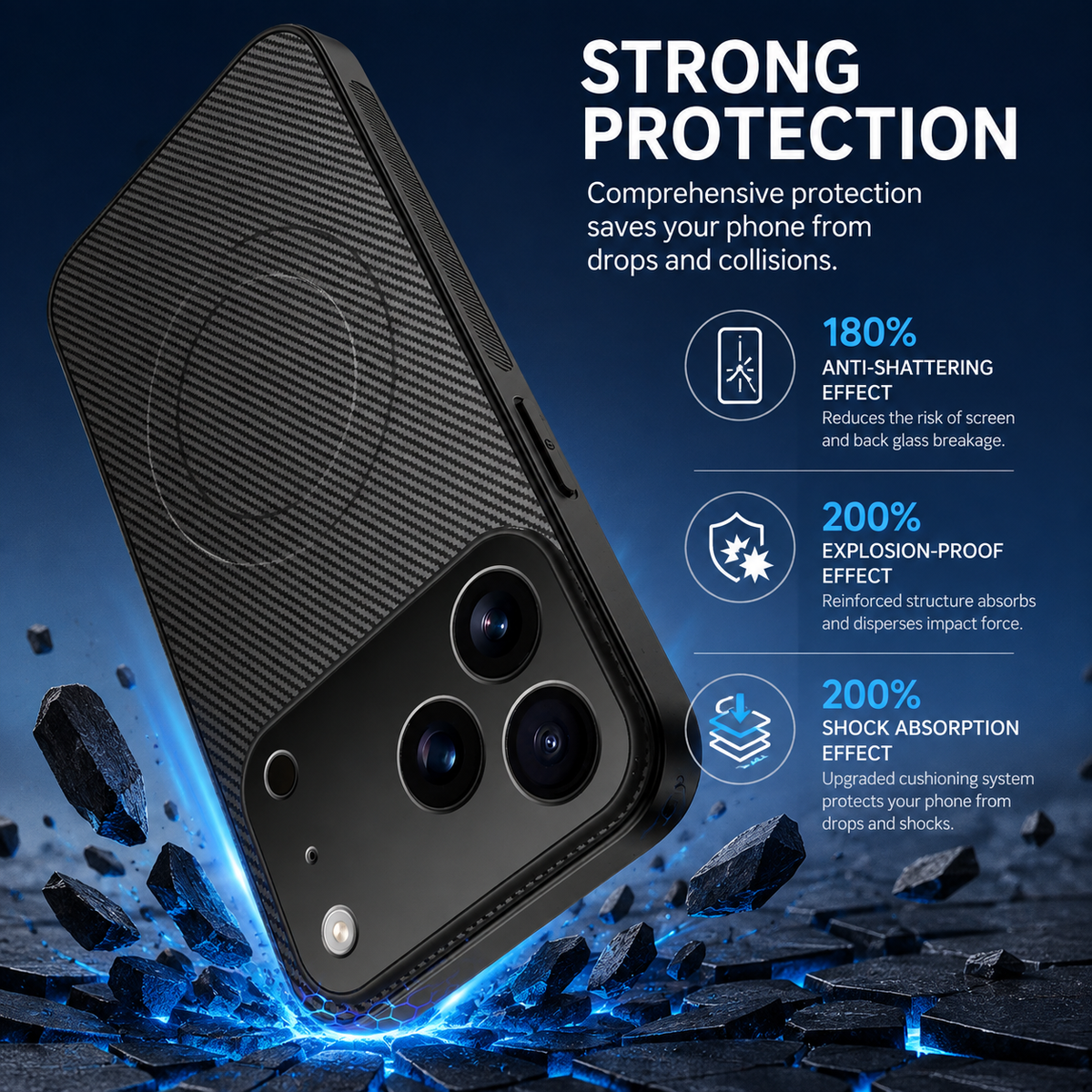 Premium iPhone Case MagSafe Carbon Fiber Magnetic Ultra Thin Shockproof Protective Cover Anti Scratch Slim Lightweight Military Style Full Coverage Case