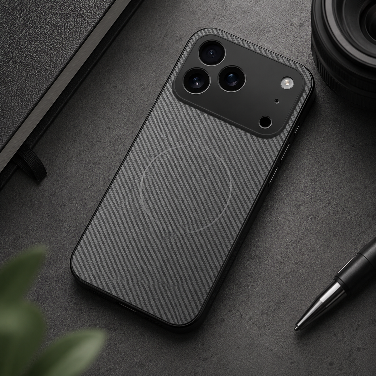 Premium iPhone Case MagSafe Carbon Fiber Magnetic Ultra Thin Shockproof Protective Cover Anti Scratch Slim Lightweight Military Style Full Coverage Case