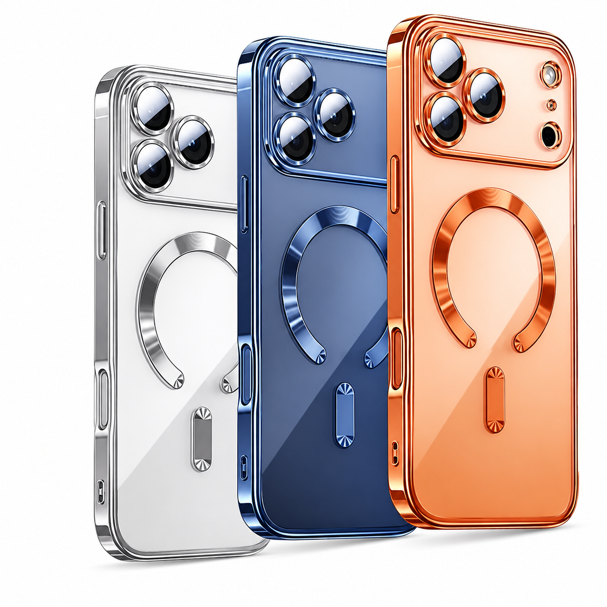 Premium iPhone Case MagSafe Clear Magnetic Plating Protective Cover Shockproof Bumper Anti Scratch Slim Transparent Wireless Charging Reinforced Edge