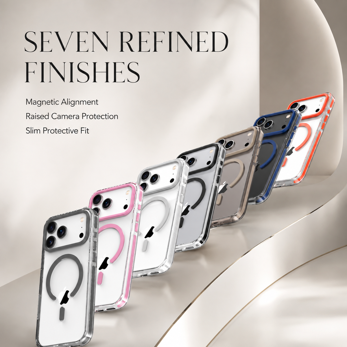 Premium iPhone Case MagSafe Clear Protective Cover Magnetic Wireless Charging Shockproof Anti Scratch Slim Transparent PC PE Striped Border Design Pro