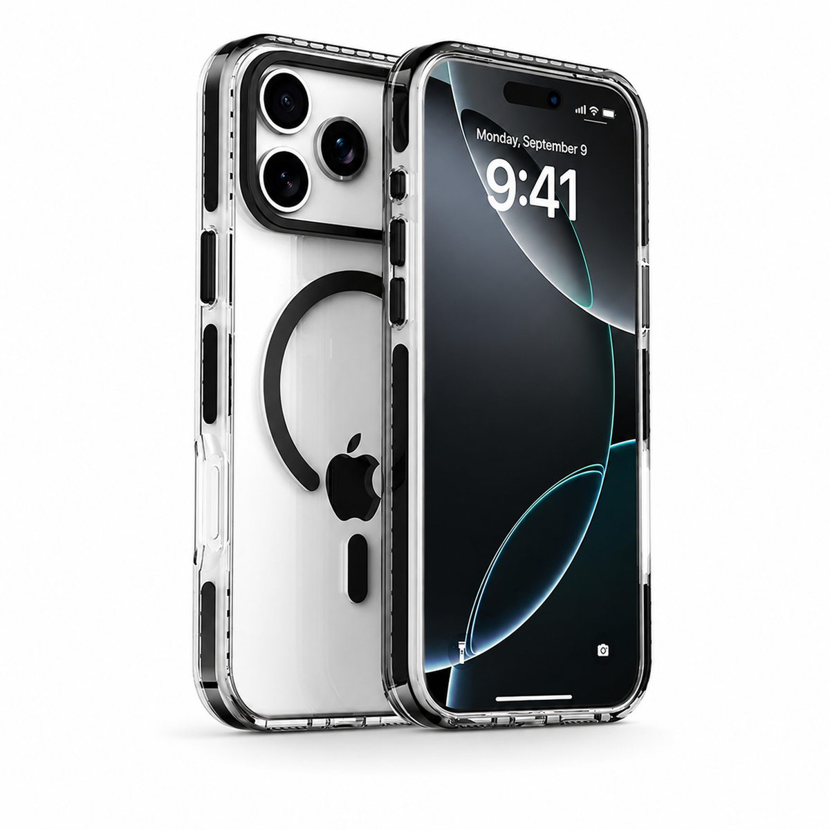 Premium iPhone Case MagSafe Clear Protective Cover Magnetic Wireless Charging Shockproof Anti Scratch Slim Transparent PC PE Striped Border Design Pro