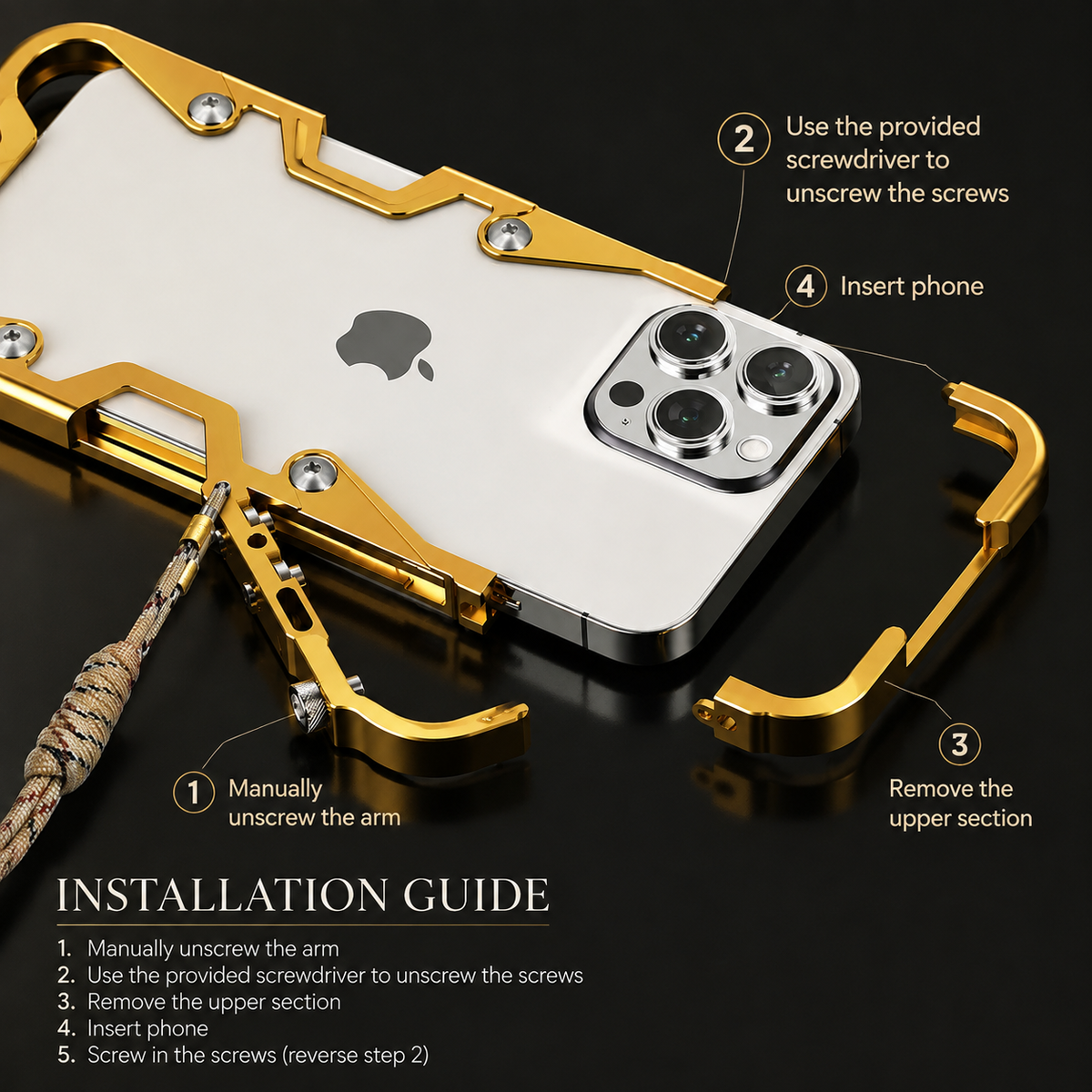 Premium iPhone Case MagSafe Compatible Aluminum Armor Frame Shockproof Protective Cover Heavy Duty Metal Bumper Camera Lens Protection Rugged Slim Fit