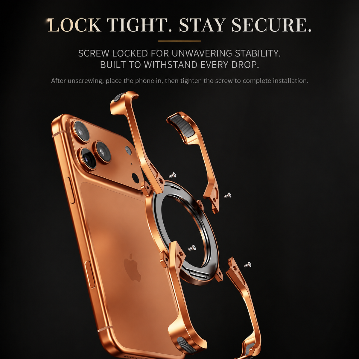 Premium iPhone Case MagSafe Compatible Aluminum Bumper 360° Rotating Ring Stand Shockproof Edge Protection Camera Lens Guard Slim Protective Cover Fit