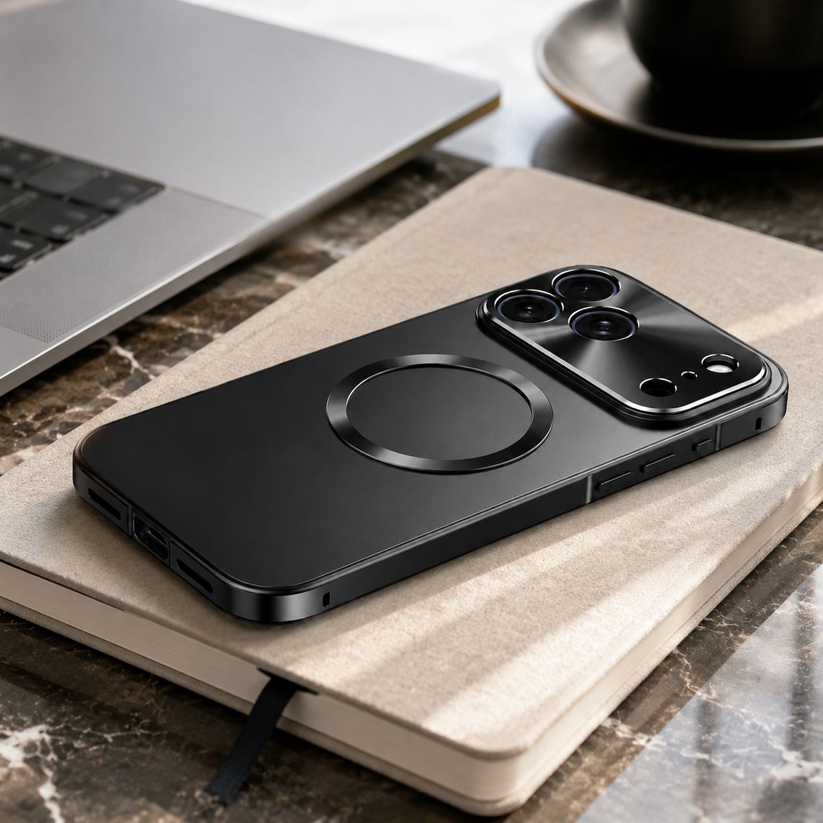 Premium iPhone Case MagSafe Compatible Aluminum Frame Frosted Matte Back Shockproof Camera Protection Ultra Thin Anti Fingerprint Slim Full Protection