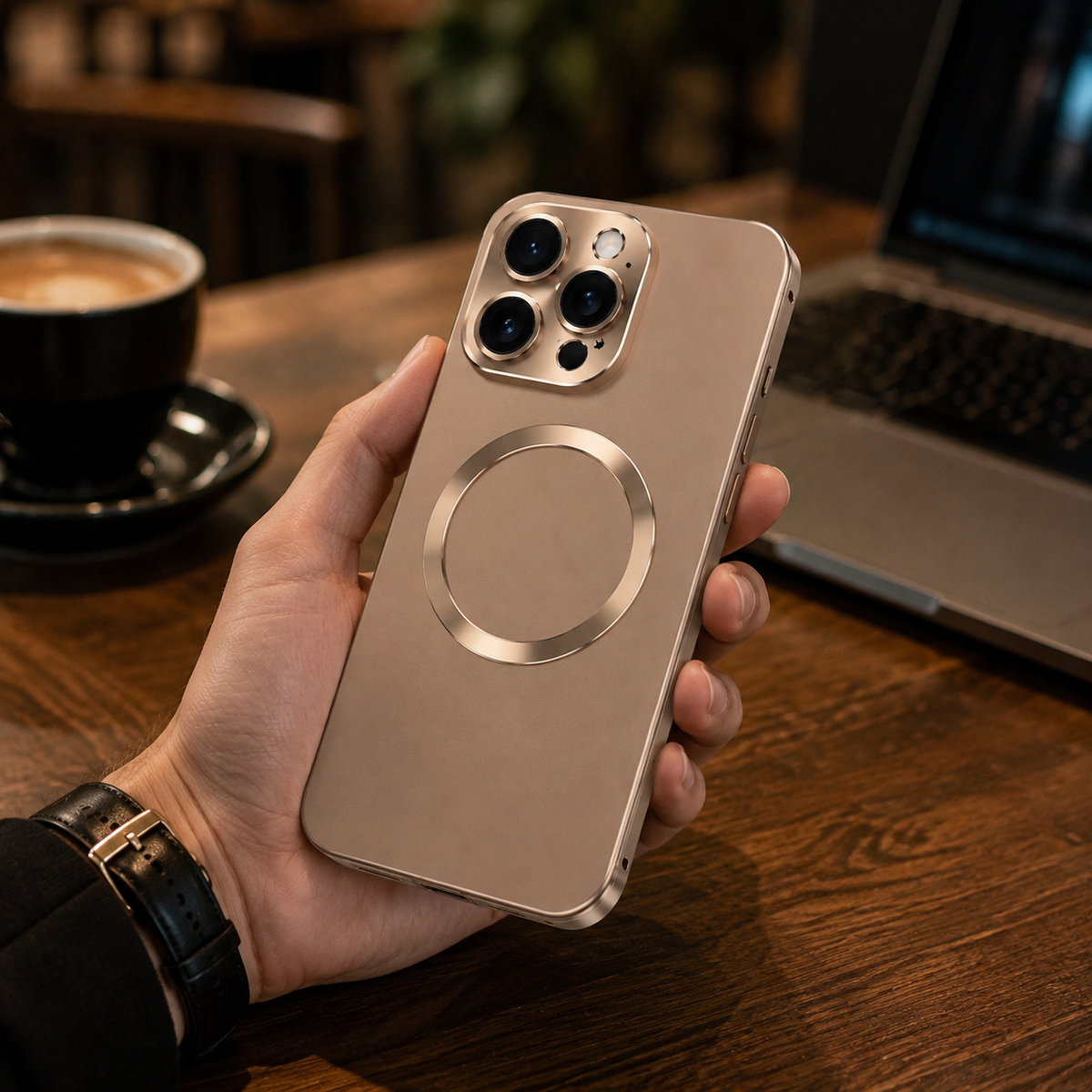 Premium iPhone Case MagSafe Compatible Aluminum Frame Frosted PC Back Shockproof Scratch Resistant Ultra Thin Matte Protective Cover Lightweight Style