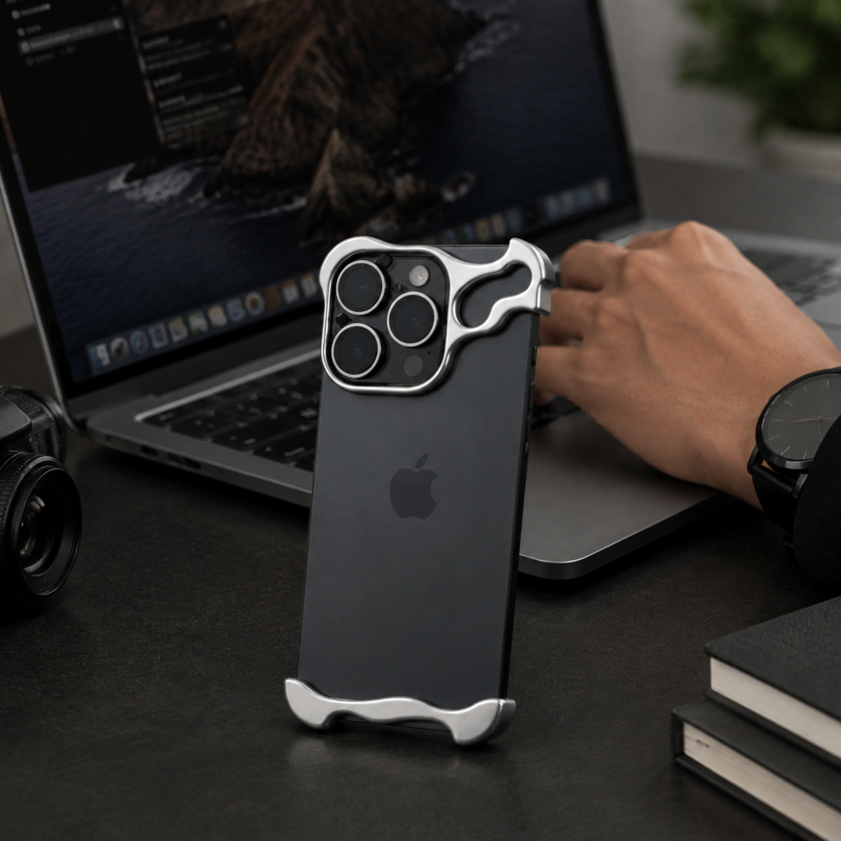 Premium iPhone Case MagSafe Compatible Aluminum Frame Magnetic Shockproof Cover Ultra Thin Metal Bumper Camera Lens Protection Frameless Slim Design
